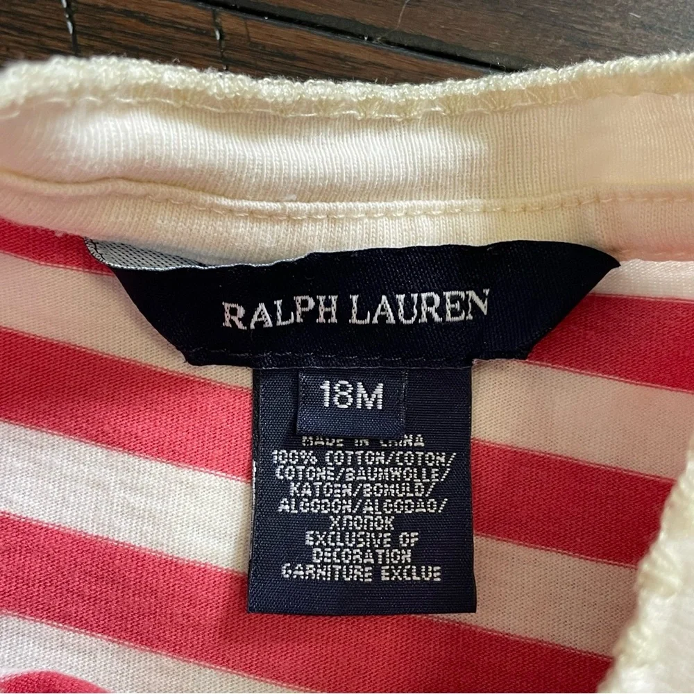 Ralph Lauren Pink Stripe Dress and Bloomers Set Size 18 mos.